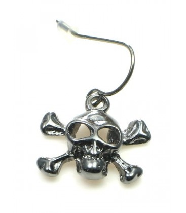 Zwarte (gun black) doodshoofd (skull) oorbellen