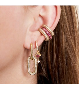 Zilverkleurige earcuff met zwarte zirkoonsteentjes