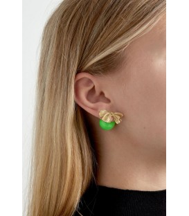 Groene strikjes studs oorbellen