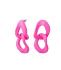 Fucshia roze oorhangers met 2 grote schakels