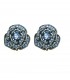 Rozen oorclips met blauwe strass steentjes