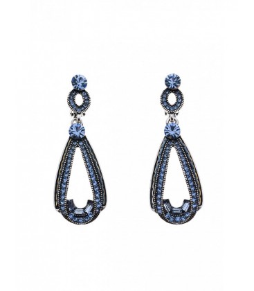 Prachtige blauwe ovale oorclips met strass steentjes