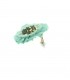 Mint groene oorclips met raffia bloem , pailletten en kraaltjes